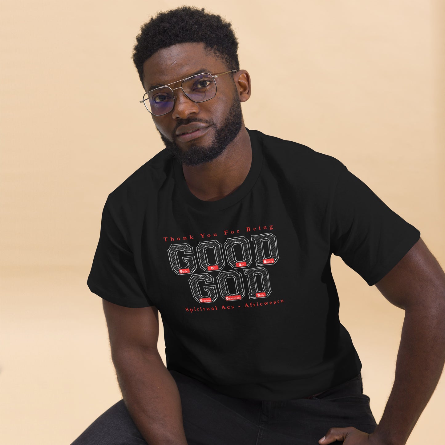 Men's classic tee - Good God Black Red Accent