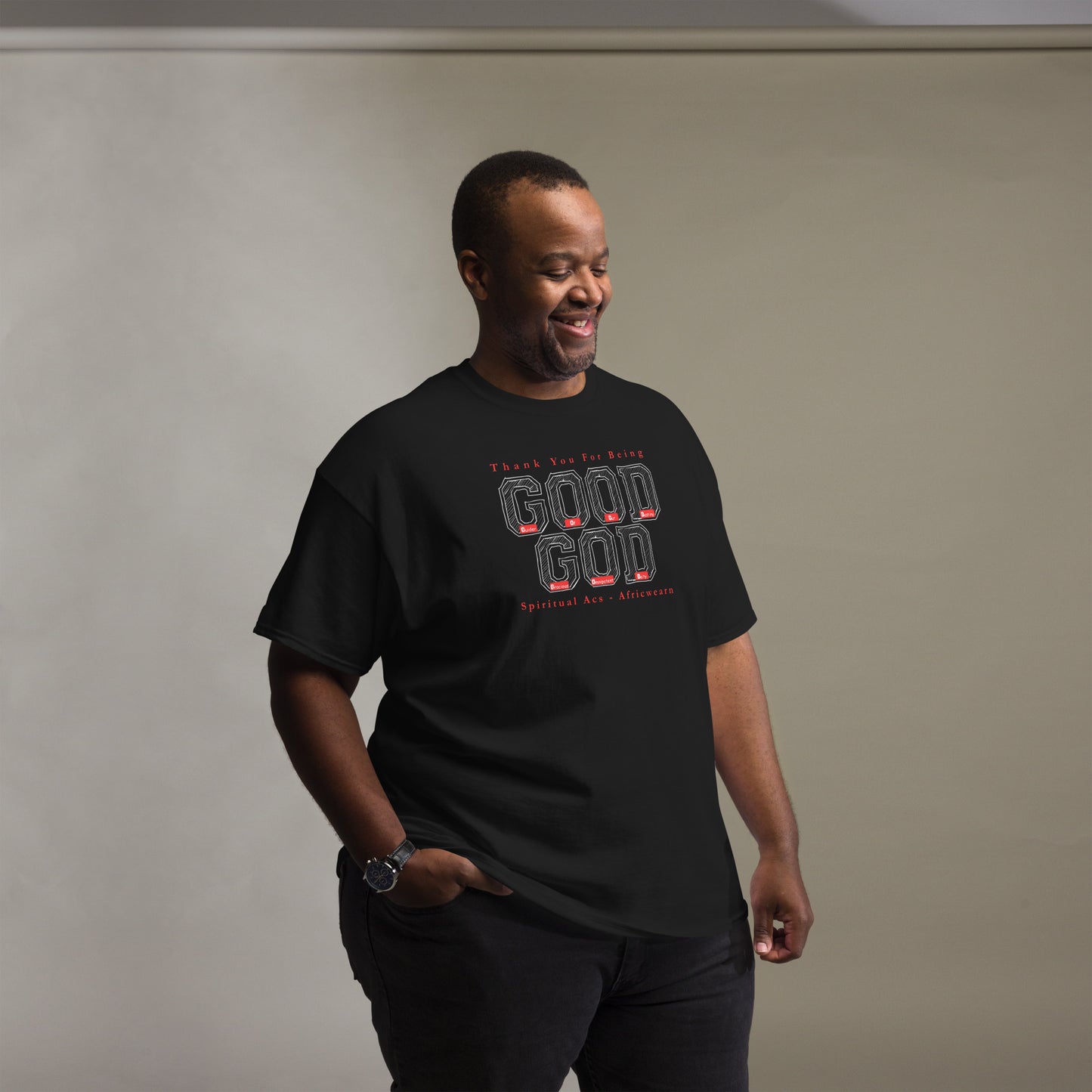 Men's classic tee - Good God Black Red Accent