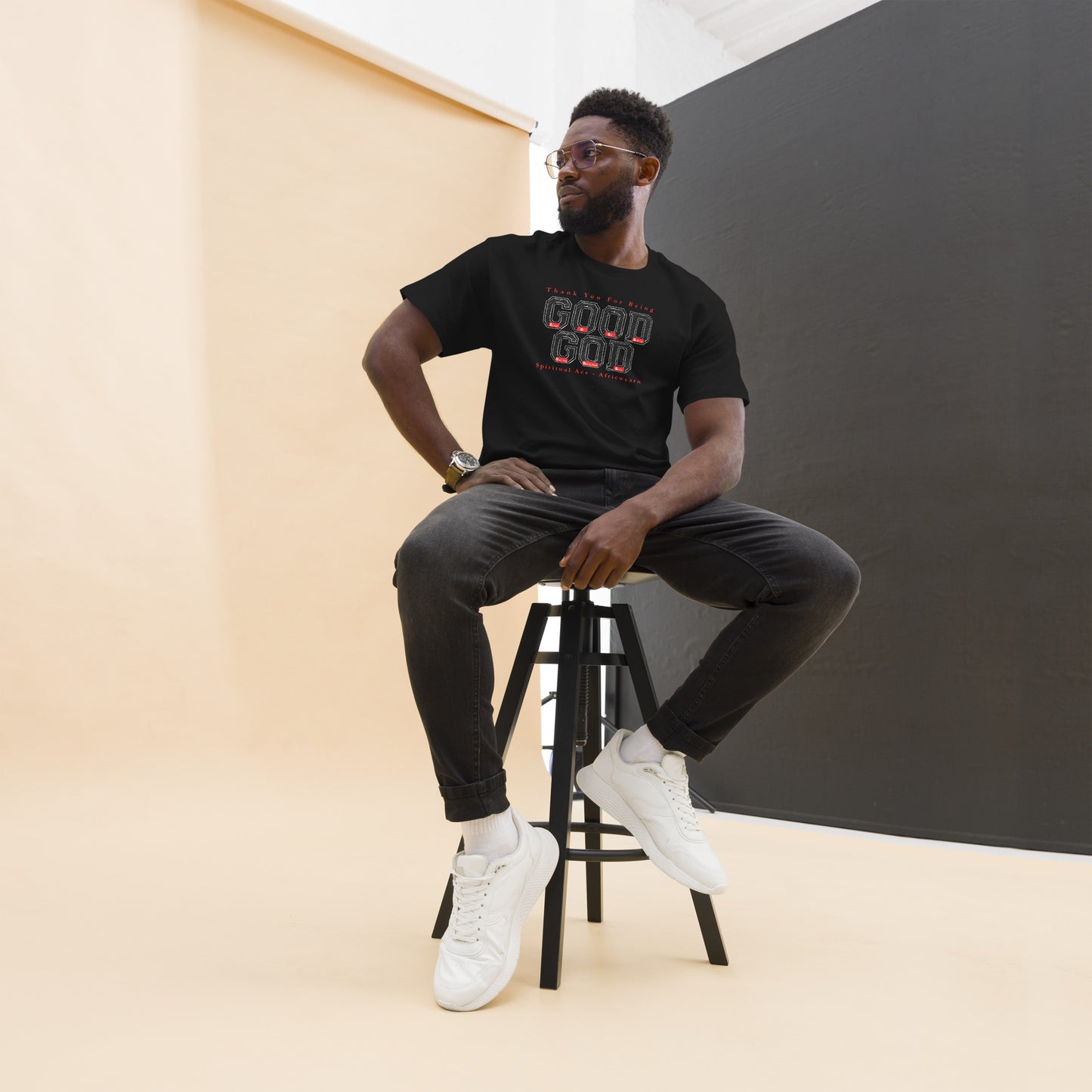 Men's classic tee - Good God Black Red Accent