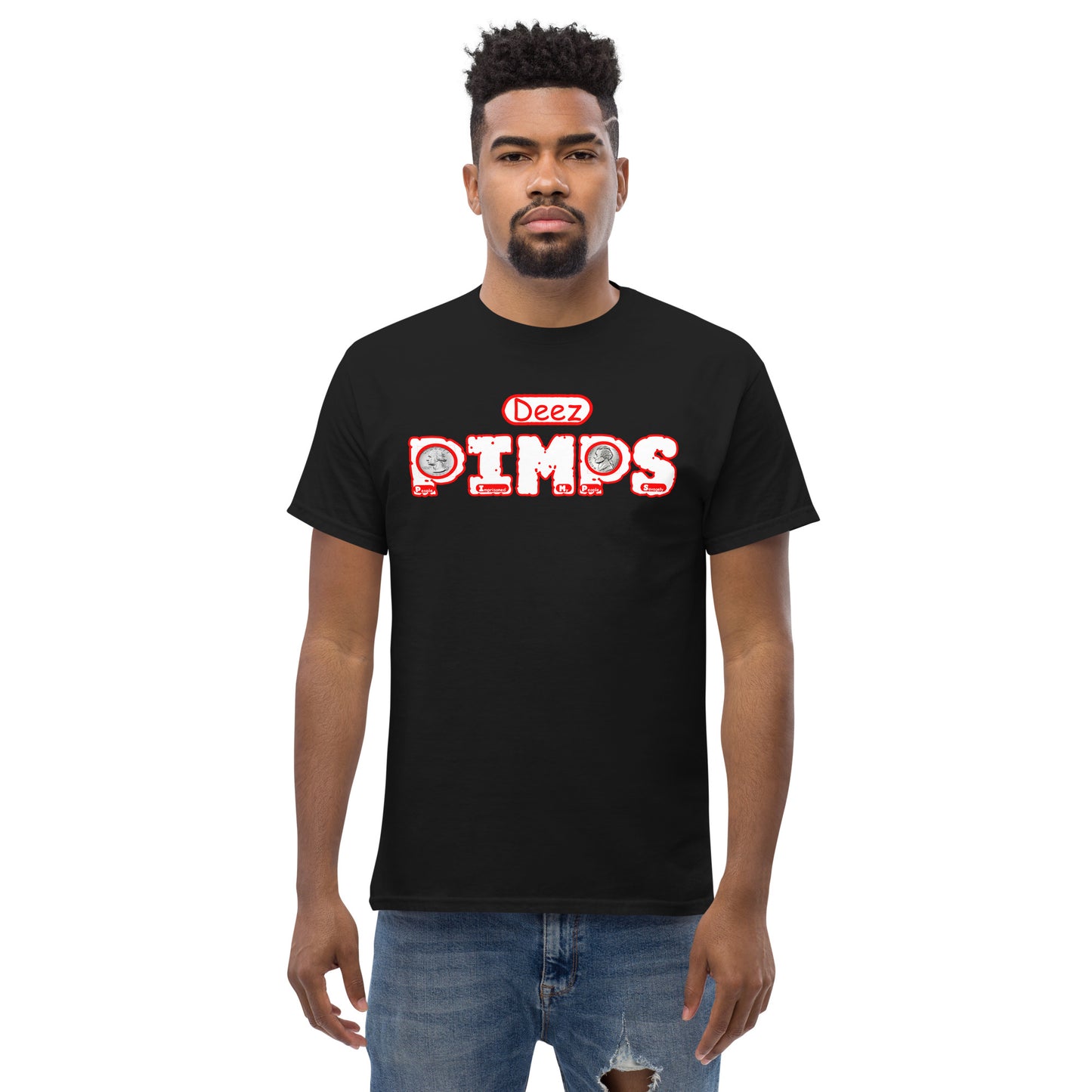 Men's classic tee - Deez PIMPS Red and White