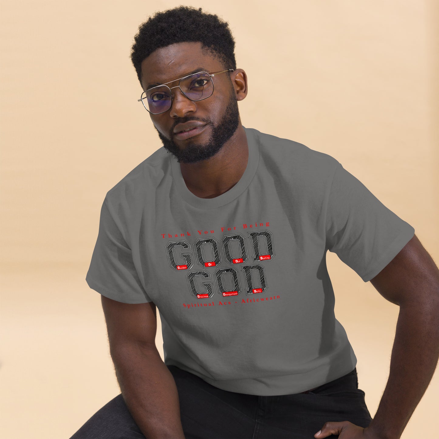 Men's classic tee - Good God Black Red Accent