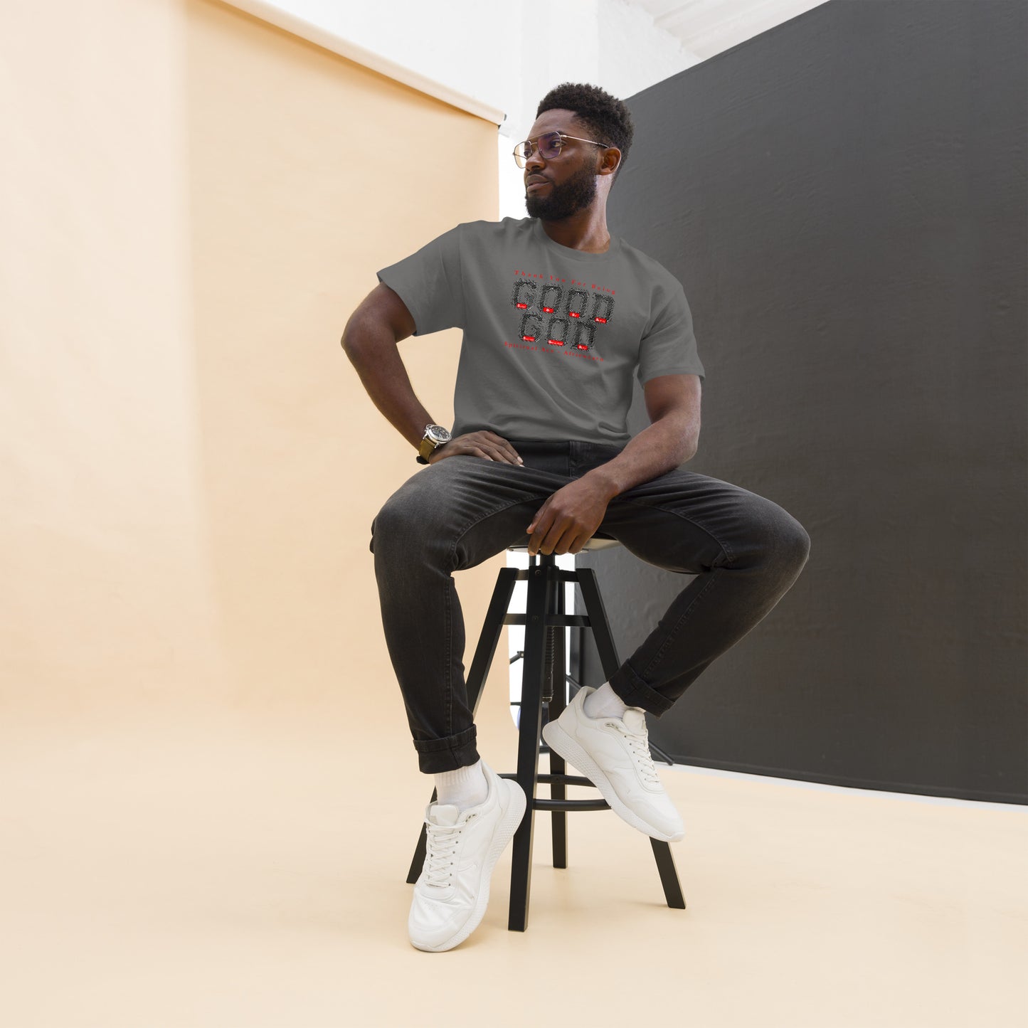 Men's classic tee - Good God Black Red Accent