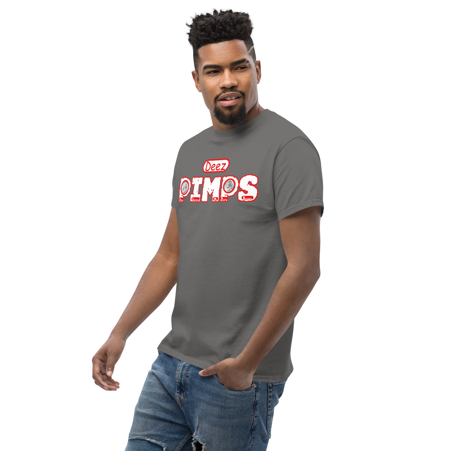 Men's classic tee - Deez PIMPS Red and White