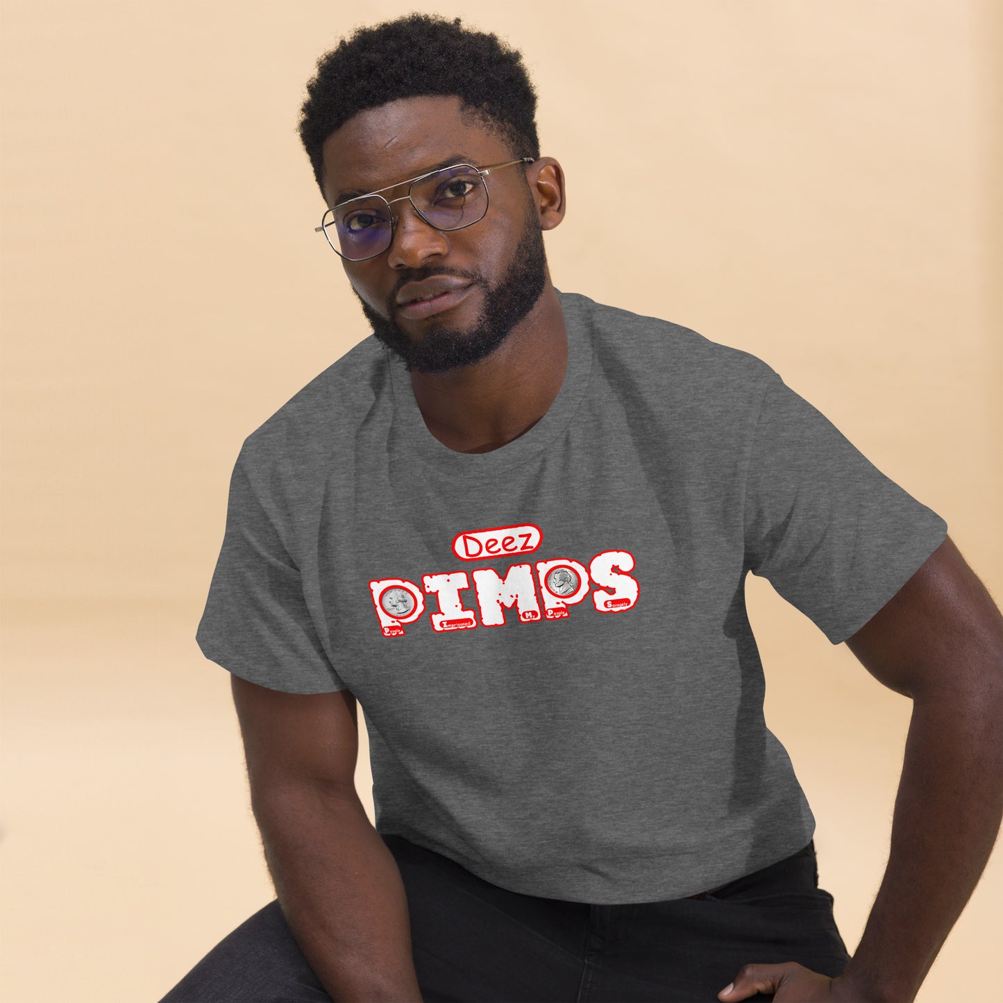 Men's classic tee - Deez PIMPS Red and White