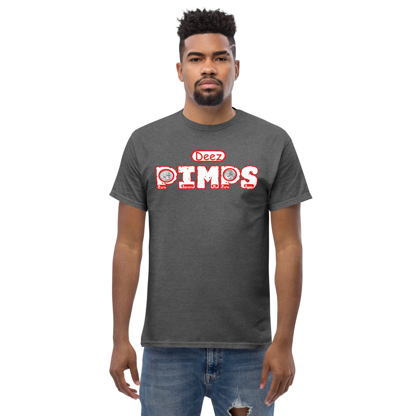 Men's classic tee - Deez PIMPS Red and White