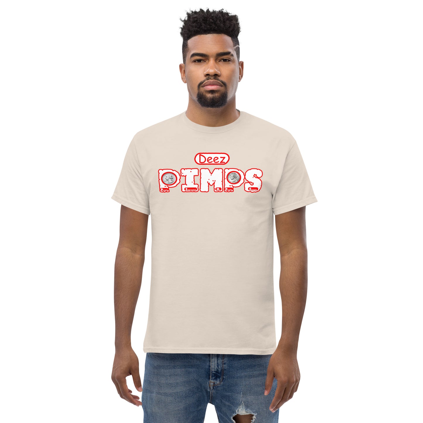 Men's classic tee - Deez PIMPS Red and White