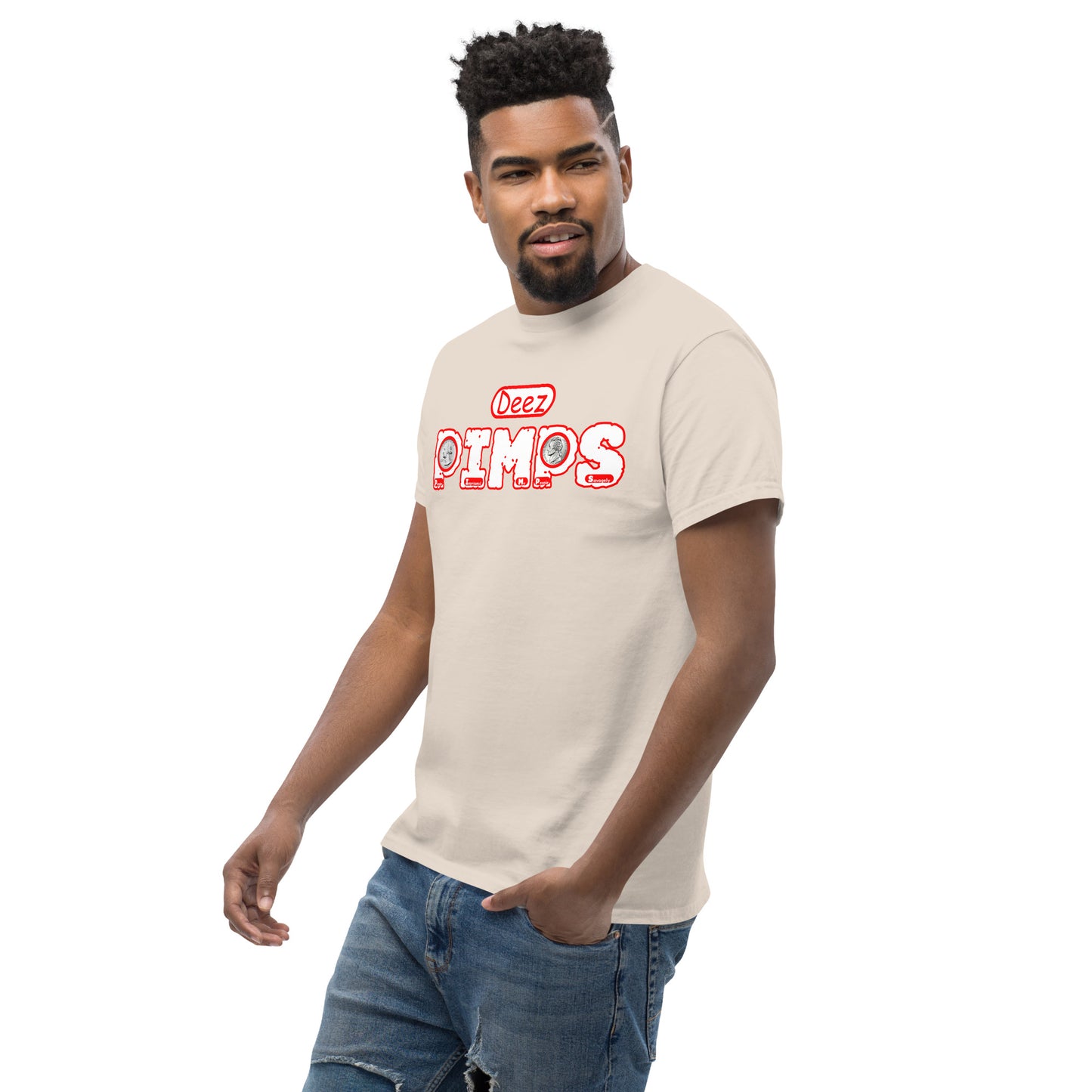 Men's classic tee - Deez PIMPS Red and White