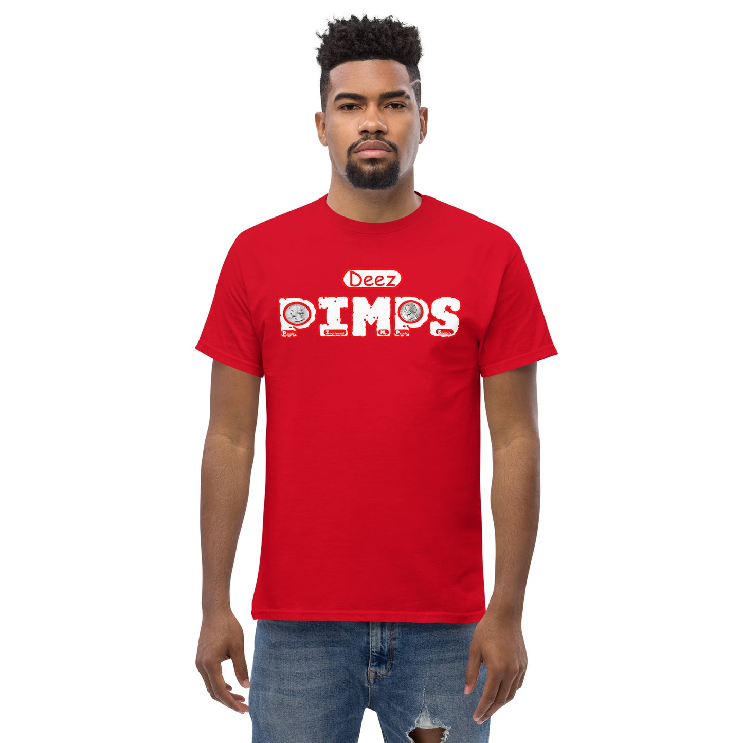 Men's classic tee - Deez PIMPS Red and White