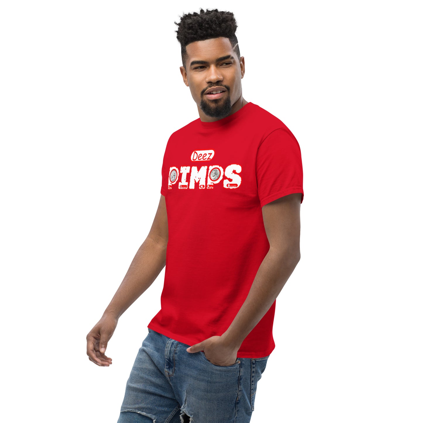 Men's classic tee - Deez PIMPS Red and White