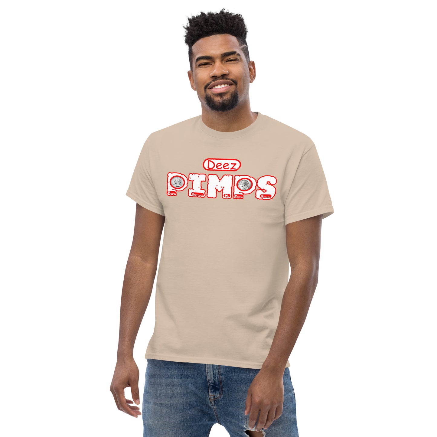 Men's classic tee - Deez PIMPS Red and White