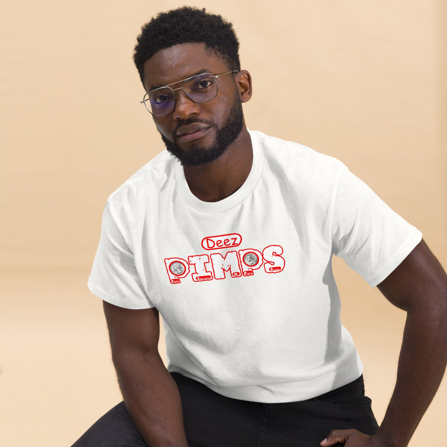 Men's classic tee - Deez PIMPS Red and White