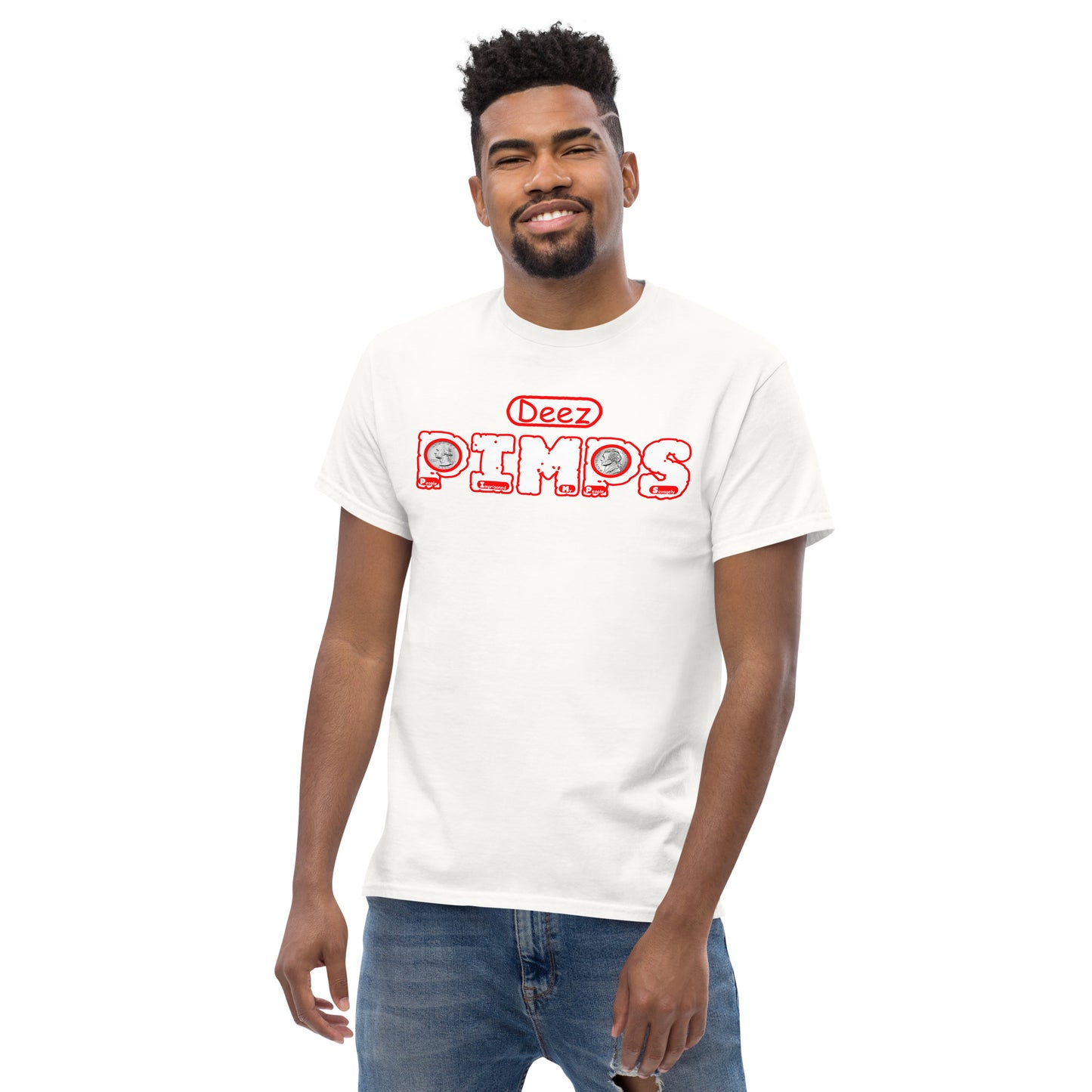 Men's classic tee - Deez PIMPS Red and White