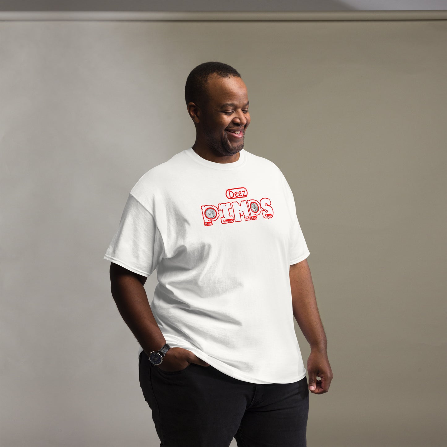 Men's classic tee - Deez PIMPS Red and White