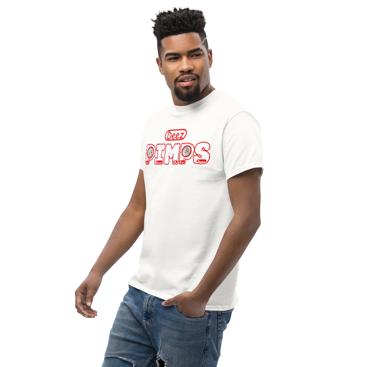 Men's classic tee - Deez PIMPS Red and White