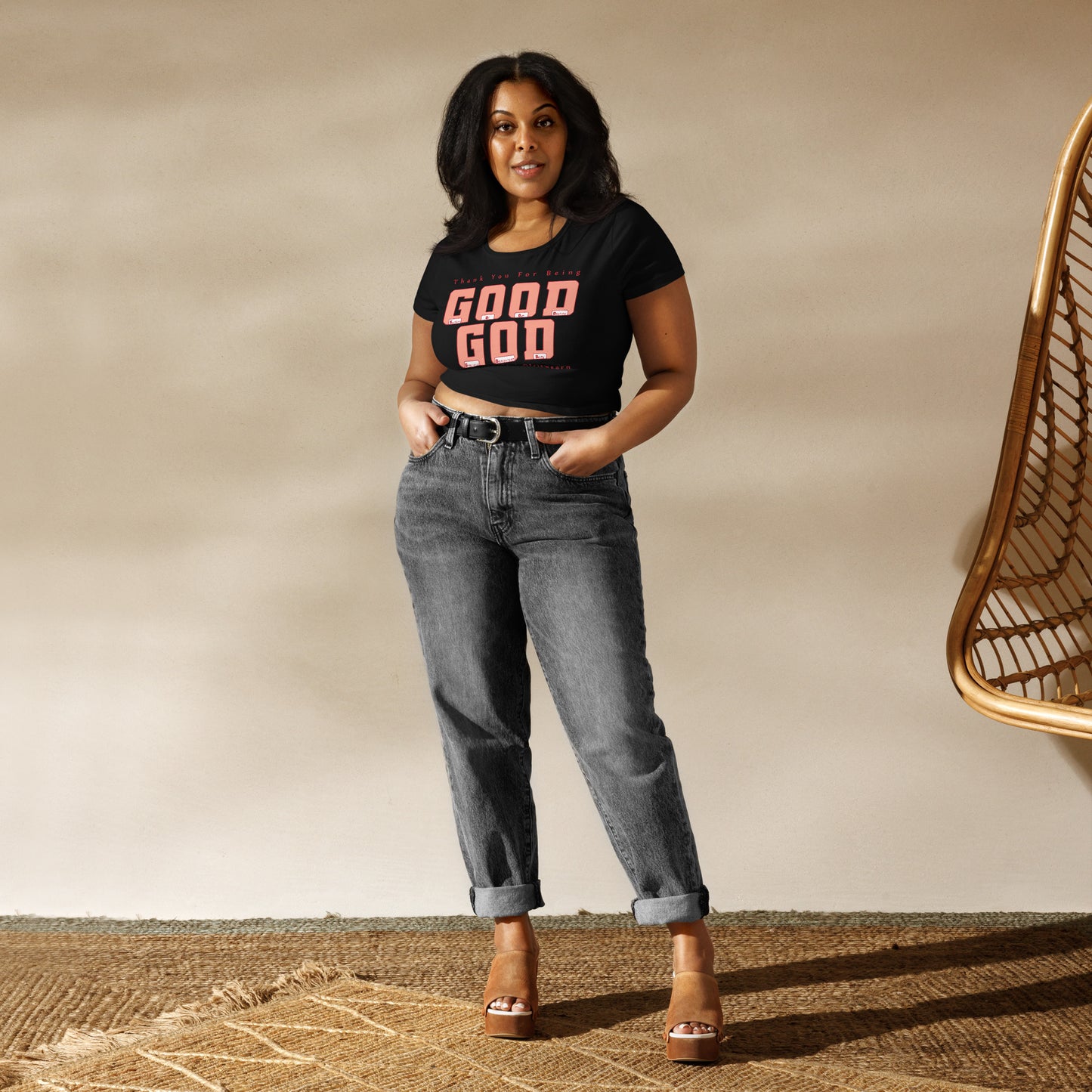 Women’s Crop Tee - Peach Good God